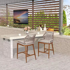 Sgabelli da bar alti da bancone, set da 4, sgabelli da bar in rattan alti 63 cm, sedia da pranzo con schienale per casa, design ergonomico confortevole con schienale e braccioli, marrone