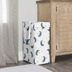 Cesto portabiancheria pieghevole Sweet Jojo Designs per bambino, bambina, unisex/neutro con maniglie motivo orsetto lunare blu, oro e bianco