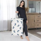 Cesto portabiancheria pieghevole Sweet Jojo Designs per bambino, bambina, unisex/neutro con maniglie motivo orsetto lunare blu, oro e bianco