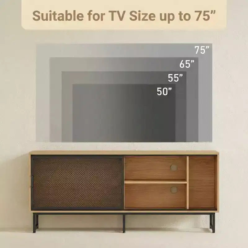 Meuble TV de ferme pour téléviseurs de 65/75 pouces, centre de divertissement, console TV industrielle pour salon et chambre à coucher