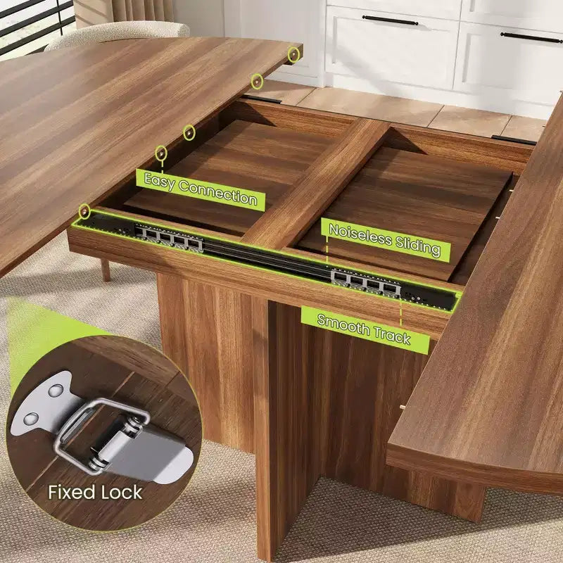 Tavolo da pranzo per 4-8 persone, tavolo da pranzo ovale moderno da cucina con prolunghe rimovibili, tavolo da pranzo per sala da pranzo, cucina, soggiorno