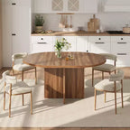 Tavolo da pranzo per 4-8 persone, tavolo da pranzo ovale moderno da cucina con prolunghe rimovibili, tavolo da pranzo per sala da pranzo, cucina, soggiorno