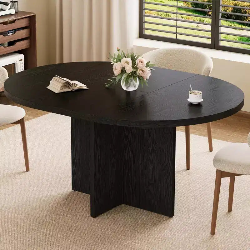 Table de salle à manger pour 4 à 8 personnes, table à manger ovale de cuisine moderne avec rallonges amovibles, table à dîner pour salle à manger, cuisine, salon