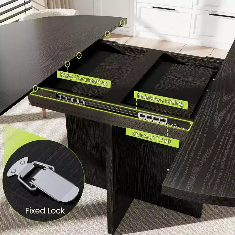 Tavolo da pranzo per 4-8 persone, tavolo da pranzo ovale moderno da cucina con prolunghe rimovibili, tavolo da pranzo per sala da pranzo, cucina, soggiorno
