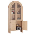 60 Arched Display Cabinet with Glass Doors, Modern Wood Storage Cabinet with Adjustable Shelves for Kitchen, Bathroom, Entryway, Dining Room
