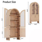 Vetrinetta ad arco da 150 cm con ante in vetro, mobile contenitore moderno in legno con ripiani regolabili per cucina, bagno, ingresso, sala da pranzo