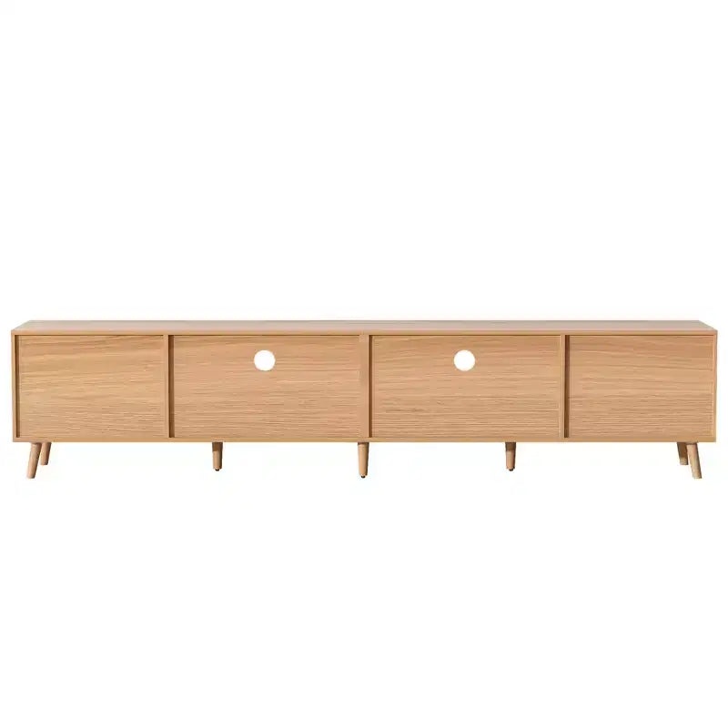 Mobile TV in Rattan ModernLuxe per TV fino a 90'', Consolle Media Modern Farmhouse Mobile TV Centro Intrattenimento con Spazio Contenitore, Naturale