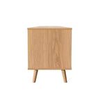 Mobile TV in Rattan ModernLuxe per TV fino a 90'', Consolle Media Modern Farmhouse Mobile TV Centro Intrattenimento con Spazio Contenitore, Naturale