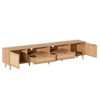 Mobile TV in Rattan ModernLuxe per TV fino a 90'', Consolle Media Modern Farmhouse Mobile TV Centro Intrattenimento con Spazio Contenitore, Naturale
