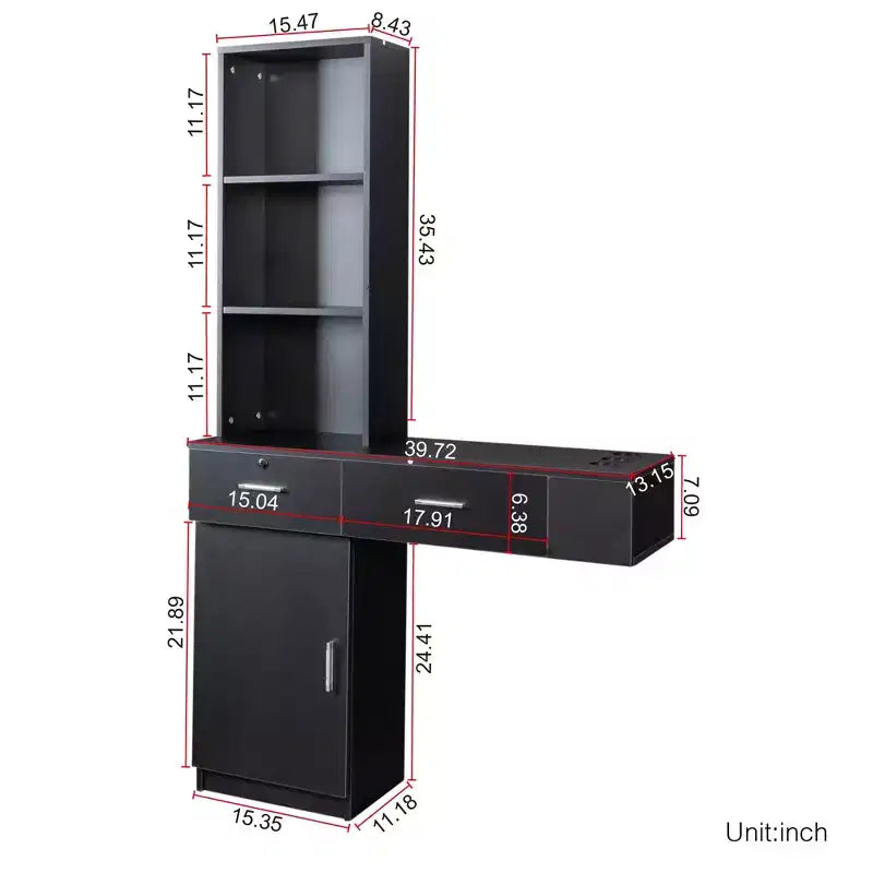 JVNOXK Specchio da trucco moderno e minimalista con contenitore tridimensionale a più livelli, dotato di due scomparti a cassetto chiusi. Nero