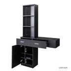 JVNOXK Specchio da trucco moderno e minimalista con contenitore tridimensionale a più livelli, dotato di due scomparti a cassetto chiusi. Nero