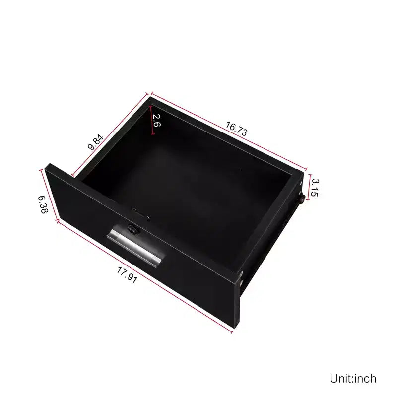 JVNOXK Specchio da trucco moderno e minimalista con contenitore tridimensionale a più livelli, dotato di due scomparti a cassetto chiusi. Nero