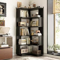 6-tier Corner Bookshelf, Space-saving Display Shelving Unit