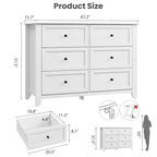 Cassettiera a 6 cassetti per camera da letto, Comò in legno da 120 cm con pomelli in metallo, Porta TV, Organizzatore per vestiti per camera da letto, Marrone