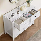 Cassettiera a 6 cassetti per camera da letto, Comò in legno da 120 cm con pomelli in metallo, Porta TV, Organizzatore per vestiti per camera da letto, Marrone