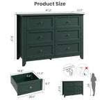 Cassettiera a 6 cassetti per camera da letto, Comò in legno da 120 cm con pomelli in metallo, Porta TV, Organizzatore per vestiti per camera da letto, Marrone