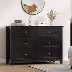 6 Drawer Dresser for Bedroom, 47W Wooden Chest of Drawers with Metal Knobs, Dresser TV Stand, Clothes Storage Organizer for Bedroom, Brown