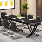 Lantine 78-Inch Conference Table for 6-8 People, Rectangular Seminar Table with Strong Metal Frame for Office Meeting Boardroom, Black