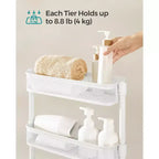 SONGMICS Carrello Salvaspazio Sottile, Carrello da Cucina a 4 Piani con Ruote, Cestelli Flessibili, Carrello Sottile per Cucina, Bagno, Facile da Montare, Bianco