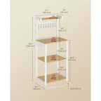 VASAGLE Scaffale da Forno da Cucina con Presa Elettrica, Mobile Caffè a 4 Livelli con 8 Ganci a S, Supporto per Microonde, Ripiano Regolabile