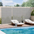 MAYEERTY Benjamin Wide-Narrow A Louvered Gray Galvanized Steel Room Divider, 72x47x16, 6-Piece Double-Sided Screen