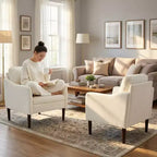 Fauteuil d'appoint moderne du milieu du siècle, fauteuil en tissu chenille avec accoudoirs incurvés, fauteuil de lecture rembourré, fauteuil canapé nuage pour salon, 4 couleurs