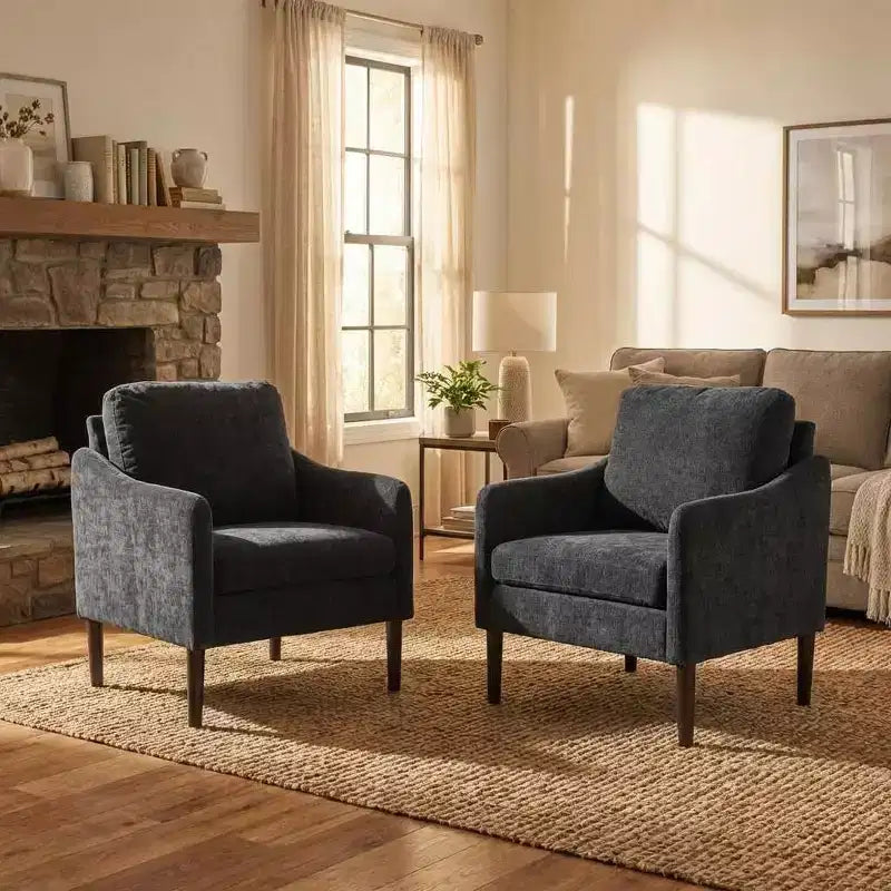 Fauteuil d'appoint moderne du milieu du siècle, fauteuil en tissu chenille avec accoudoirs incurvés, fauteuil de lecture rembourré, fauteuil canapé nuage pour salon, 4 couleurs