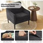 Fauteuil d'appoint moderne du milieu du siècle, fauteuil en tissu chenille avec accoudoirs incurvés, fauteuil de lecture rembourré, fauteuil canapé nuage pour salon, 4 couleurs