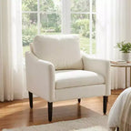 Fauteuil d'appoint moderne du milieu du siècle, fauteuil en tissu chenille avec accoudoirs incurvés, fauteuil de lecture rembourré, fauteuil canapé nuage pour salon, 4 couleurs