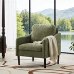 Fauteuil d'appoint moderne du milieu du siècle, fauteuil en tissu chenille avec accoudoirs incurvés, fauteuil de lecture rembourré, fauteuil canapé nuage pour salon, 4 couleurs