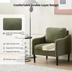 Fauteuil d'appoint moderne du milieu du siècle, fauteuil en tissu chenille avec accoudoirs incurvés, fauteuil de lecture rembourré, fauteuil canapé nuage pour salon, 4 couleurs