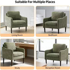 Fauteuil d'appoint moderne du milieu du siècle, fauteuil en tissu chenille avec accoudoirs incurvés, fauteuil de lecture rembourré, fauteuil canapé nuage pour salon, 4 couleurs