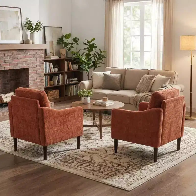 Fauteuil d'appoint moderne du milieu du siècle, fauteuil en tissu chenille avec accoudoirs incurvés, fauteuil de lecture rembourré, fauteuil canapé nuage pour salon, 4 couleurs