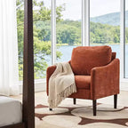 Fauteuil d'appoint moderne du milieu du siècle, fauteuil en tissu chenille avec accoudoirs incurvés, fauteuil de lecture rembourré, fauteuil canapé nuage pour salon, 4 couleurs