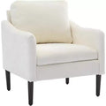 Mid-Century Modern Accent Chair, Chenille Fabric Armchair with Curved Arms, Upholstered Reading Chair, Cloud Sofa Chair for Living Room, 4 Colors