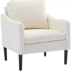 Mid-Century Modern Accent Chair, Chenille Fabric Armchair with Curved Arms, Upholstered Reading Chair, Cloud Sofa Chair for Living Room, 4 Colors