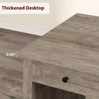 Scrivania rustica da ufficio da 136 cm per computer con stazione di ricarica e schedario, workstation direzionale in legno con cassetti per riporre oggetti per l'ufficio domestico