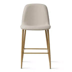 Modern Counter Height Bar Stool with Back, 25.5 Seat Height Upholstered Armless Kitchen Island Stool with Natural Finish Metal Legs-Panipeachy