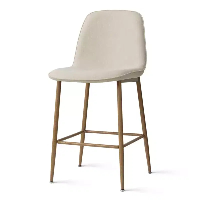 Sgabello da Bar Moderno ad Altezza Bancone con Schienale, Sgabello da Cucina senza Braccioli con Altezza Seduta di 65 cm e Gambe in Metallo con Finitura Naturale - Panipeachy