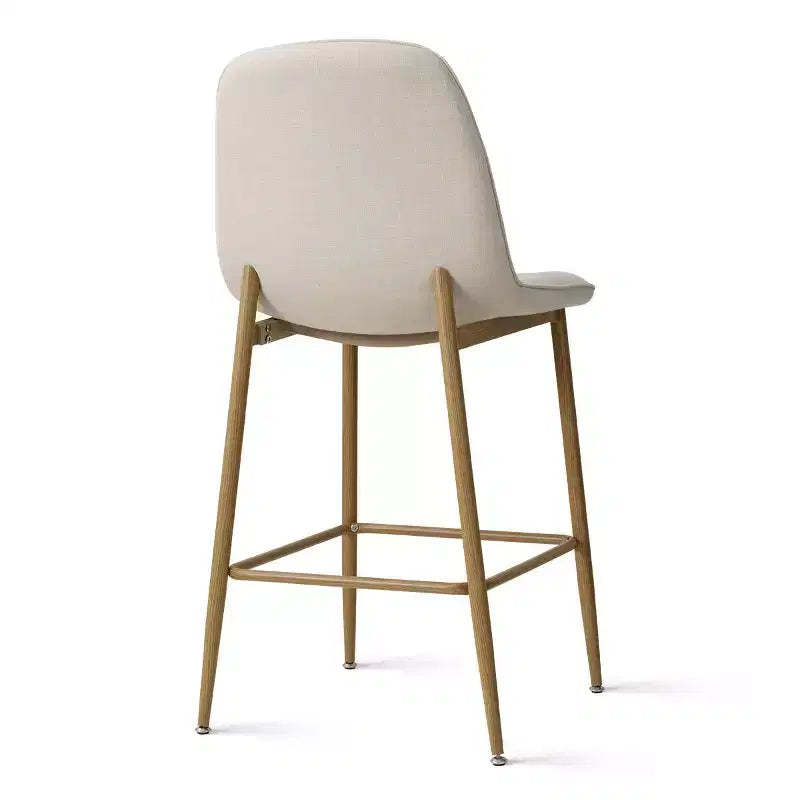 Tabouret de bar moderne hauteur comptoir avec dossier, tabouret de cuisine sans accoudoirs de 64,7 cm de hauteur d'assise, avec pieds en métal finition naturelle-Panipeachy