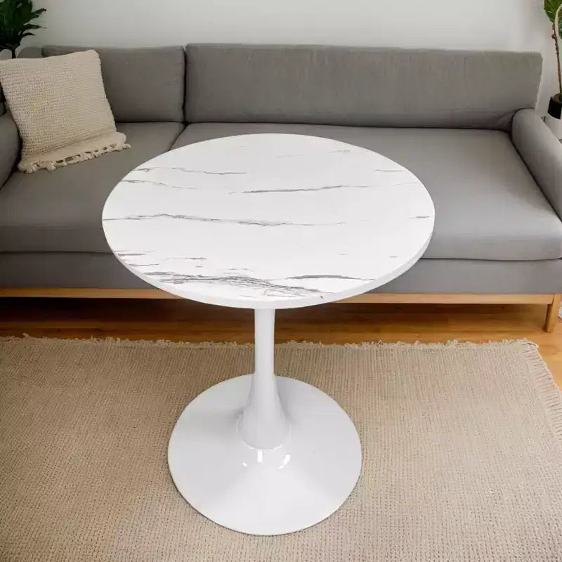 Fun little toys brand Marble Texture Round Table, Dining Table, Modern Dining Table, Kitchen Table, MDF Top and Steel Base Tulip Round Kitchen
