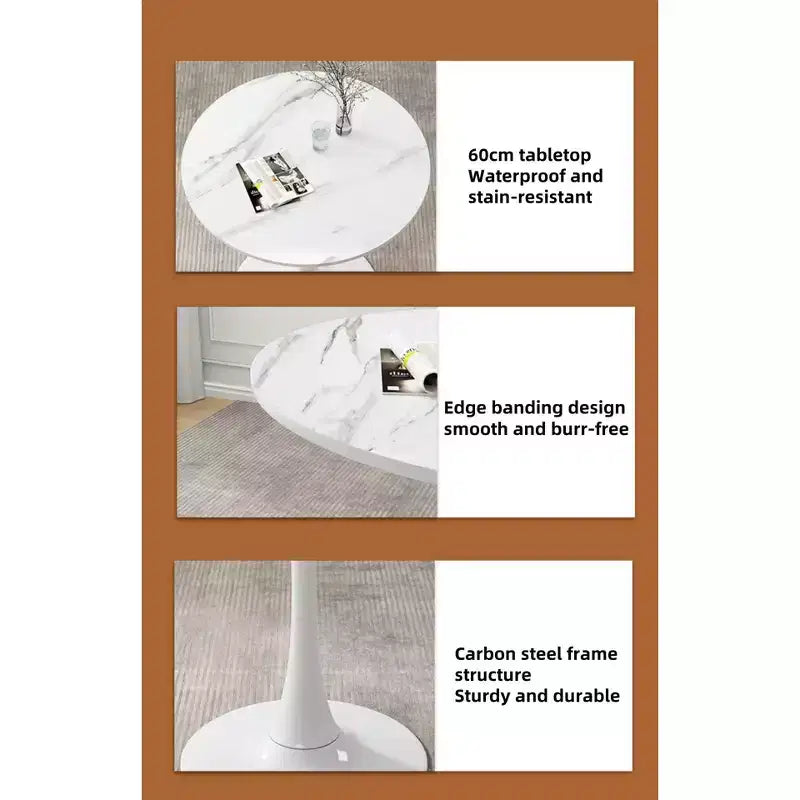Fun little toys brand Marble Texture Round Table, Dining Table, Modern Dining Table, Kitchen Table, MDF Top and Steel Base Tulip Round Kitchen