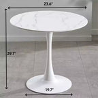 Fun little toys brand Marble Texture Round Table, Dining Table, Modern Dining Table, Kitchen Table, MDF Top and Steel Base Tulip Round Kitchen