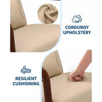 Poltrona di design moderno di metà secolo con rivestimento in ciniglia e cuscino lombare rimovibile, sedia da lettura in legno massello per soggiorno, camera da letto