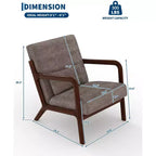 Poltrona di design moderno di metà secolo con rivestimento in ciniglia e cuscino lombare rimovibile, sedia da lettura in legno massello per soggiorno, camera da letto