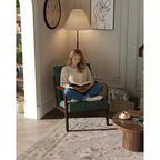 Poltrona di design moderno di metà secolo con rivestimento in ciniglia e cuscino lombare rimovibile, sedia da lettura in legno massello per soggiorno, camera da letto
