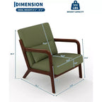Poltrona di design moderno di metà secolo con rivestimento in ciniglia e cuscino lombare rimovibile, sedia da lettura in legno massello per soggiorno, camera da letto