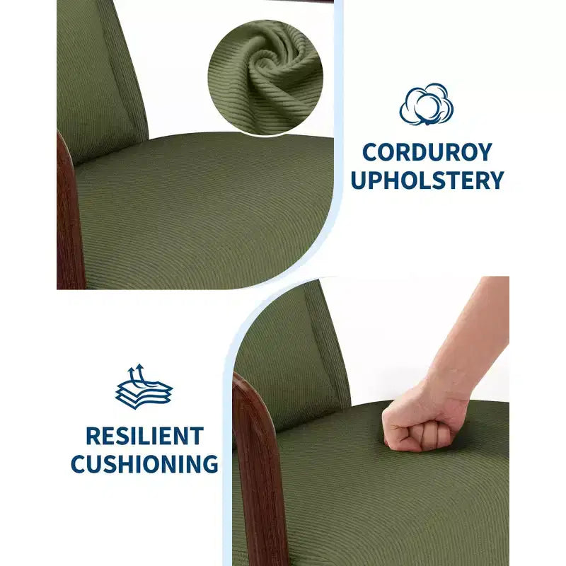 Poltrona di design moderno di metà secolo con rivestimento in ciniglia e cuscino lombare rimovibile, sedia da lettura in legno massello per soggiorno, camera da letto