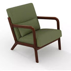 Poltrona di design moderno di metà secolo con rivestimento in ciniglia e cuscino lombare rimovibile, sedia da lettura in legno massello per soggiorno, camera da letto
