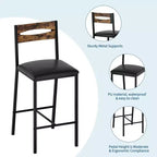 Set da Bar 3 Pezzi con 2 Ripiani Portaoggetti, Set da Pranzo Salvaspazio per Cucina con Sedie in Pelle PU